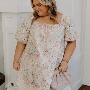 Boutique Cream Floral Eyelet Dress | NWT 2X – GeeGee